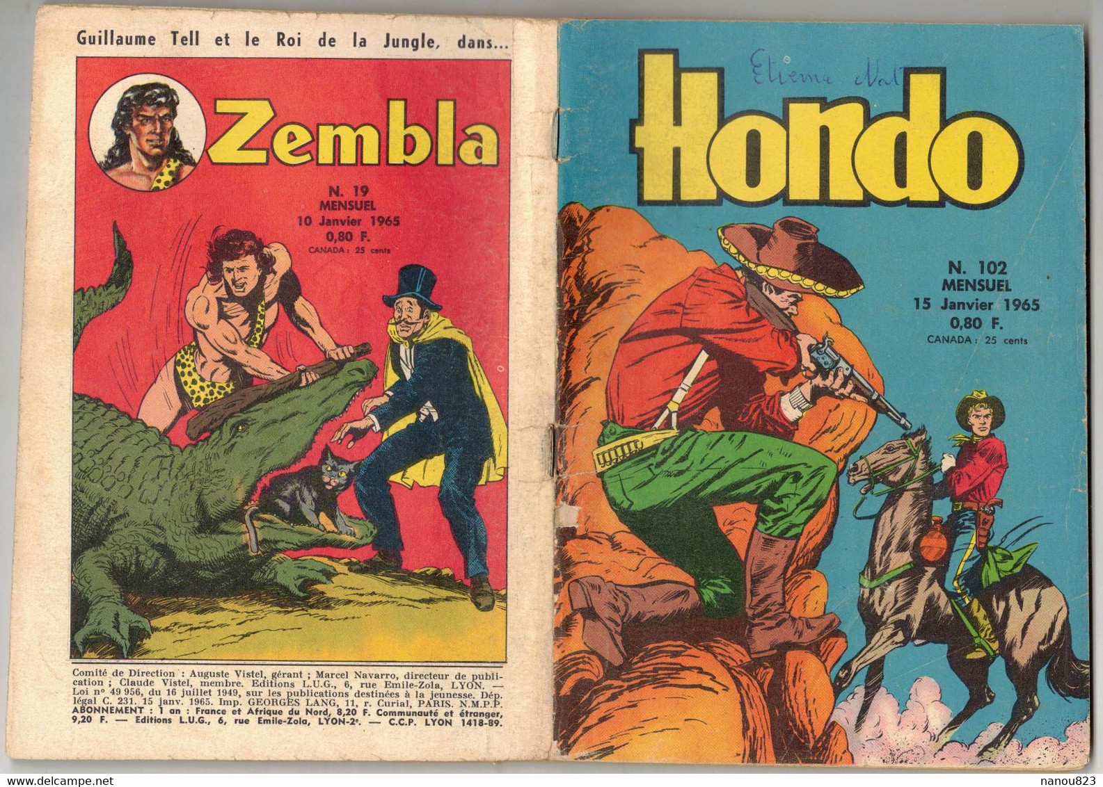 HONDO N° 102 - JANVIER 1965 EDITION LUG VERSO ZEMBLA - Hondo