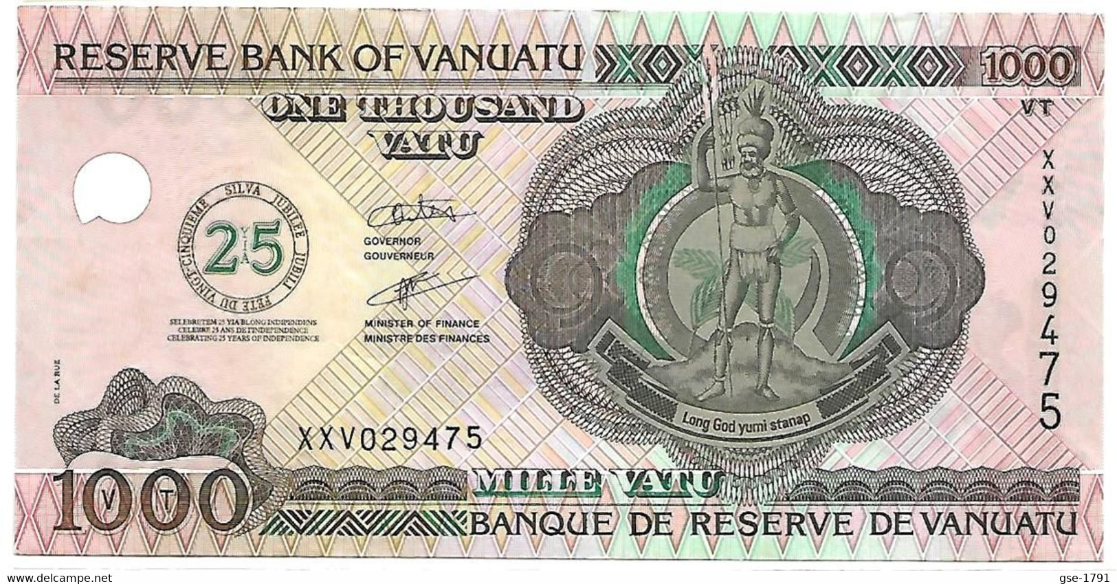 VANUATU  1000 VATU  Sign. Odo Tevi " SPECIAL 25 Ans D'indépendance"  XXV - Vanuatu