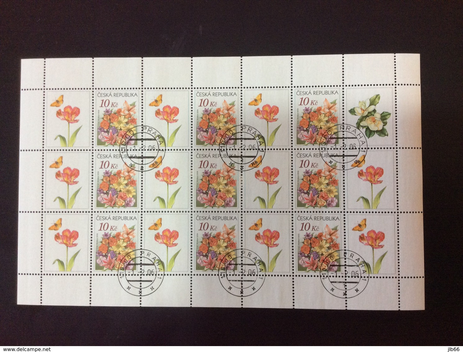 2006 Feuillet YT 419 Oblitéré De 9 Timbres Bouquet De Fleurs  Papillon Flower - Blocks & Kleinbögen