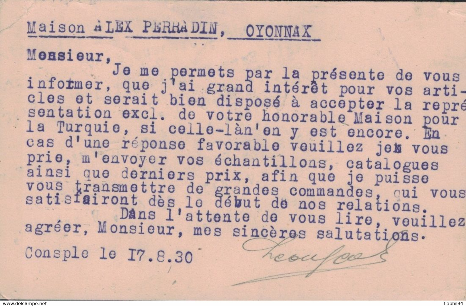 TURQUIE - ISTAMBUL - ENTIER POSTAL AVEC COMPLEMENT POUR LA FRANCE - LE 17-8-1930 - SUPERBE. - Lettres & Documents