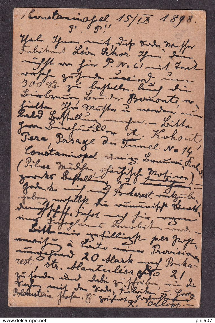 KONSTANTINOPOL - Austria Mail, Stationery Sent To Dresden 15.09. 1893. - Other & Unclassified