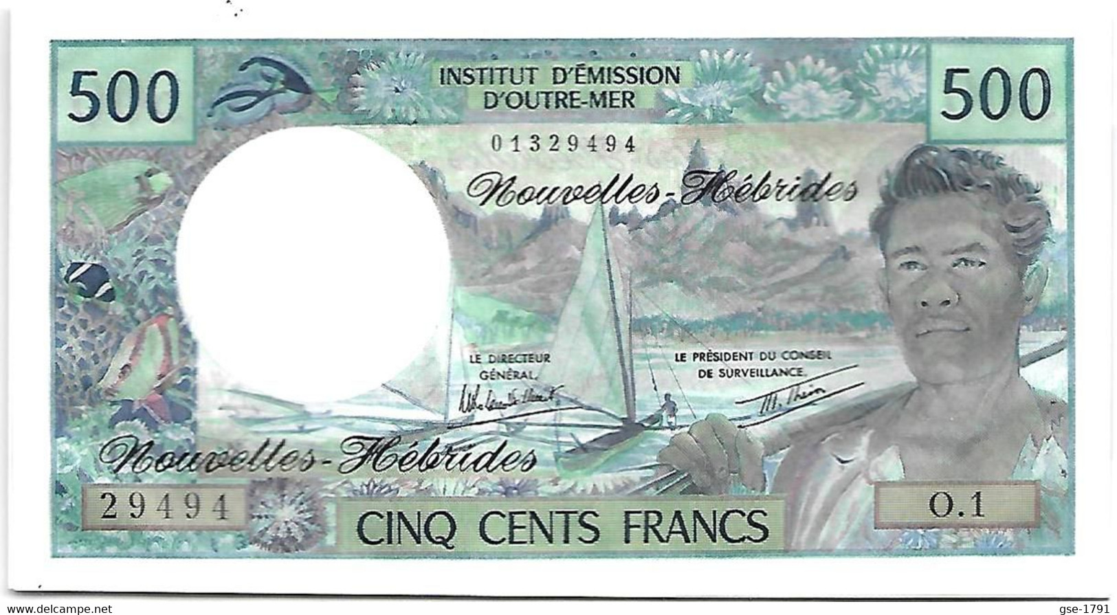 VANUATU NOUVELLES HEBRIDES  500 Francs   Alph. O1  NEUF - Vanuatu