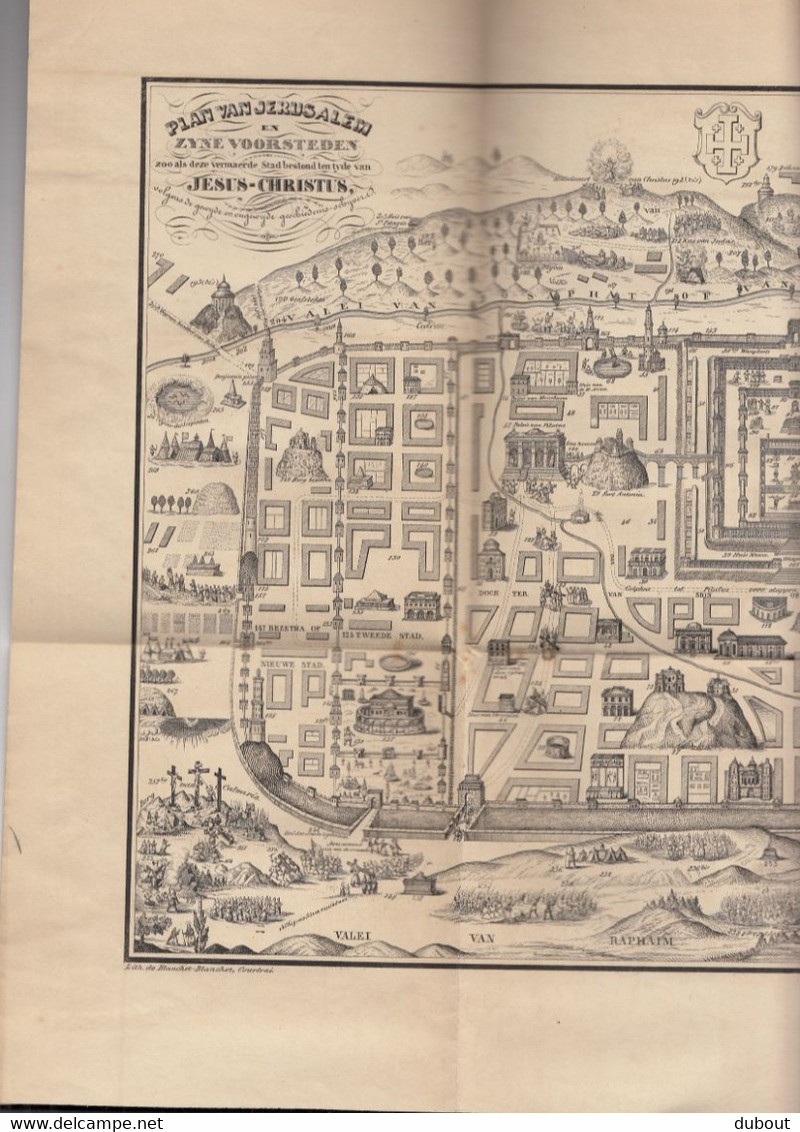 Korte Beschrijving Jerusalem - C.-L. De Vrieze - Met Figuratief Plan, Boekhandelaar C.-L. Devrieze Wortegem! (V930) - Anciens