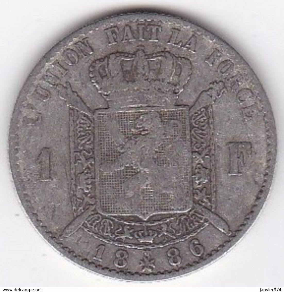 Belgique. 1 Franc 1886. Légende Française ,Leopold II. En Argent . - 1 Franc