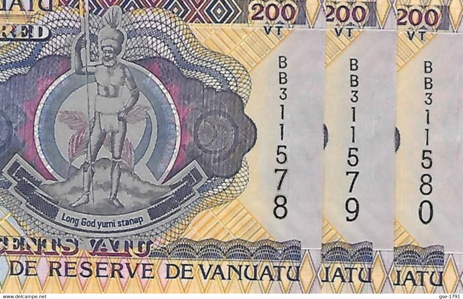 VANUATU Réserve Bank 200Vatu Lot De 3 En Série,sign; ODO TEVY , NEUFS - Vanuatu