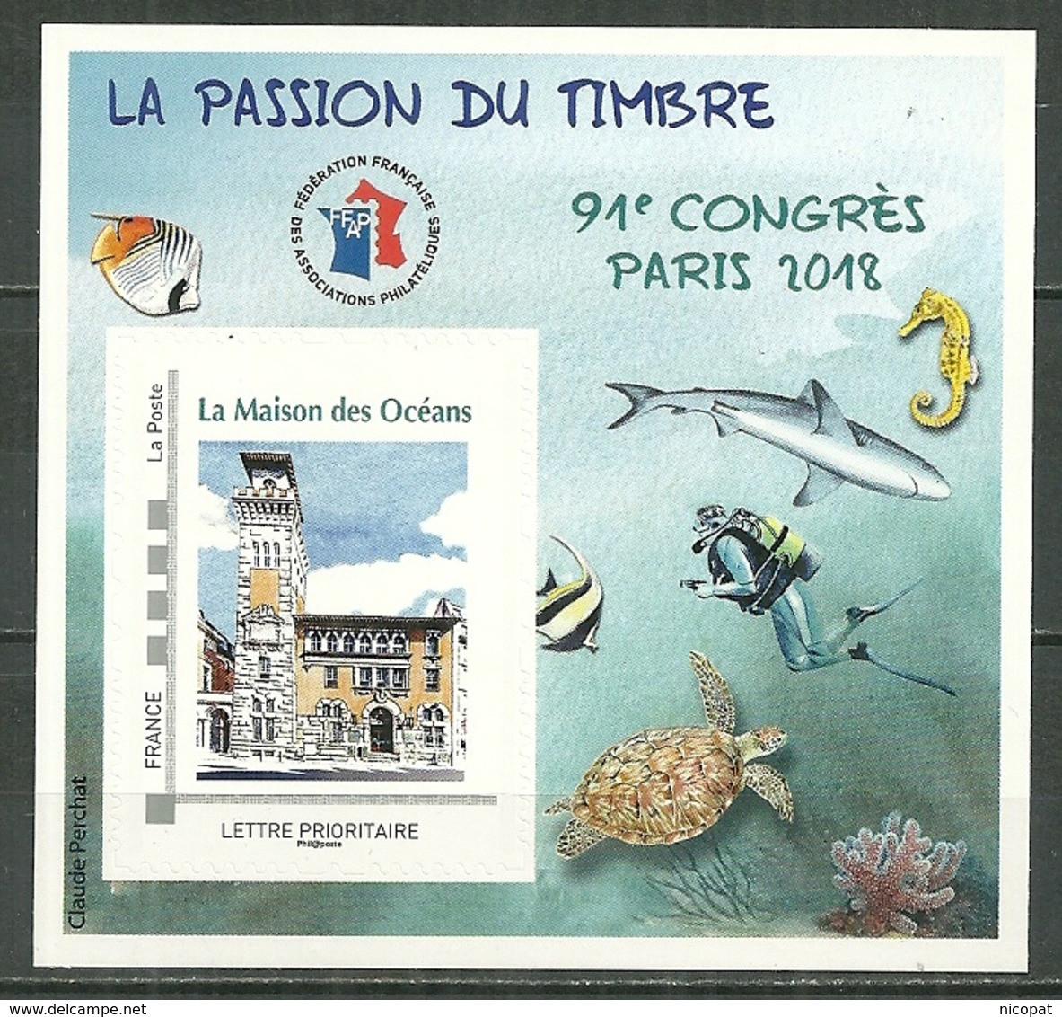 FRANCE MNH ** Bloc FFAP 14 Dentelé Congrès De PARIS 2018 La Maison Des Océans - FFAP