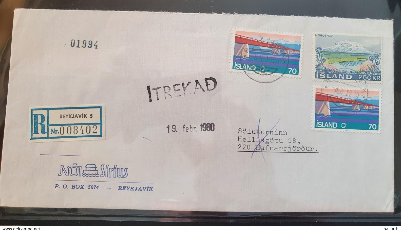 Iceland, Registered Cover From Reykjavík #2200039 - Brieven En Documenten