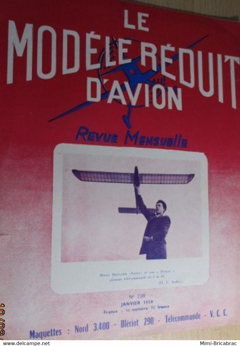 22-A 1e Revue De Maquettisme Années 50/60 : LE MODELE REDUIT D'AVION Avec Plan Inclus N°238 De 1959 - Luchtvaart