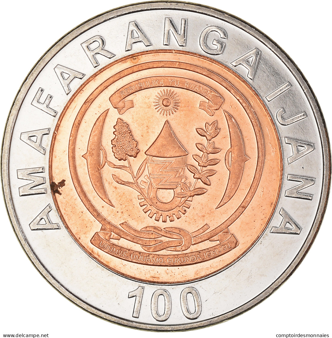 Monnaie, Rwanda, 100 Francs, 2007, British Royal Mint, SPL, Bimétallique, KM:32 - Rwanda