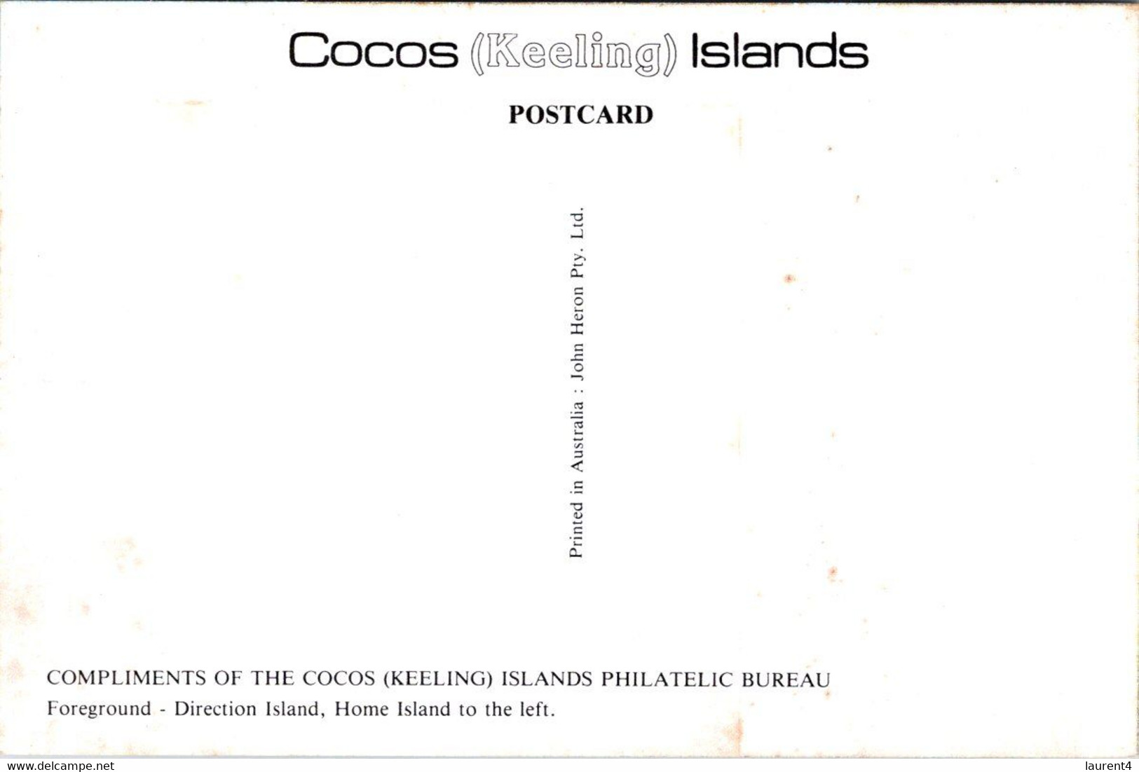 (1 H 27) Australia - Cocos (Keeling Island) - Direction Island & Home Island - Isole Cocos (Keeling)