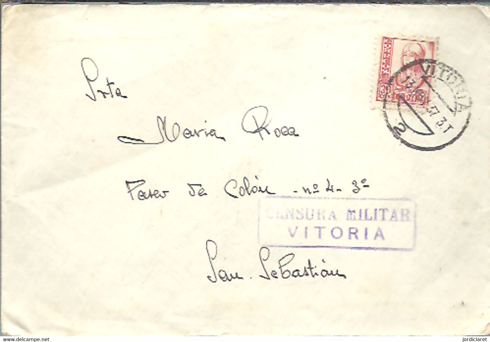 CENSURA MILITAR 1937  VITORIA - Nationalists Censor Marks