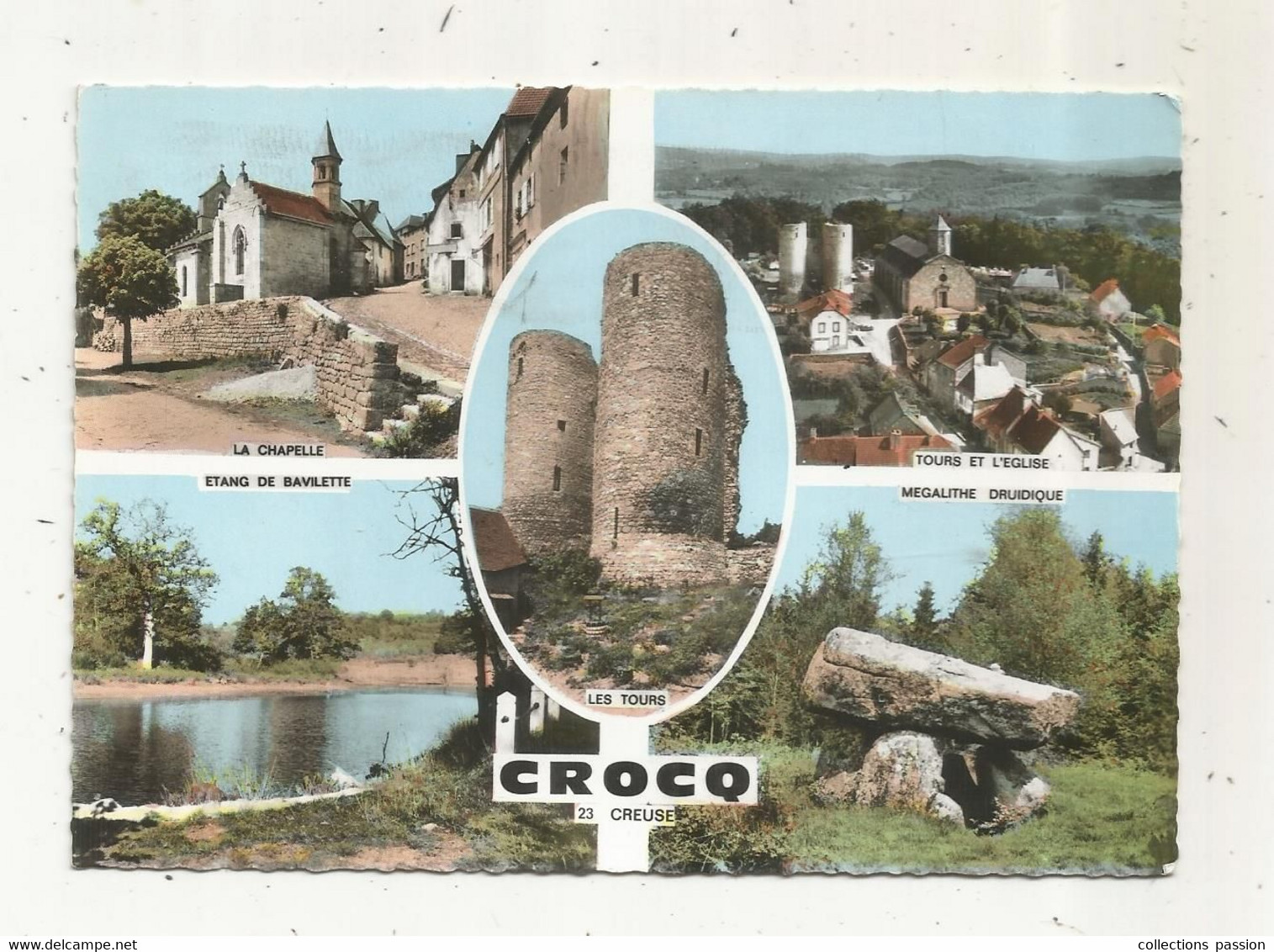 Cp, 23 , CROCQ , Multivues , Voyagées 1969 - Crocq