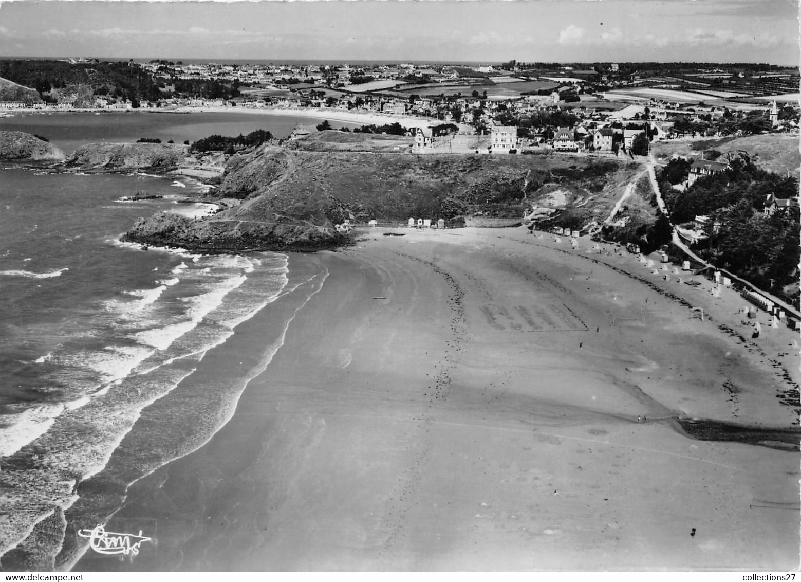 22-ERQUY- VUE AERIENNE PLAGE DE CAROUAL ET POINTE DE LA HEUSSAYE - Erquy