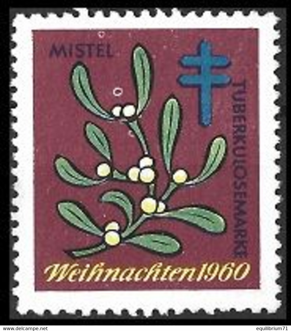 VIGNETTE**Timbre Tuberculose "gui " Noël/Tuberculose Zegel "Maretak" Kerstmis/Tuberkulosemarke "Mistel" Weihnachten 1960 - Toxic Plants