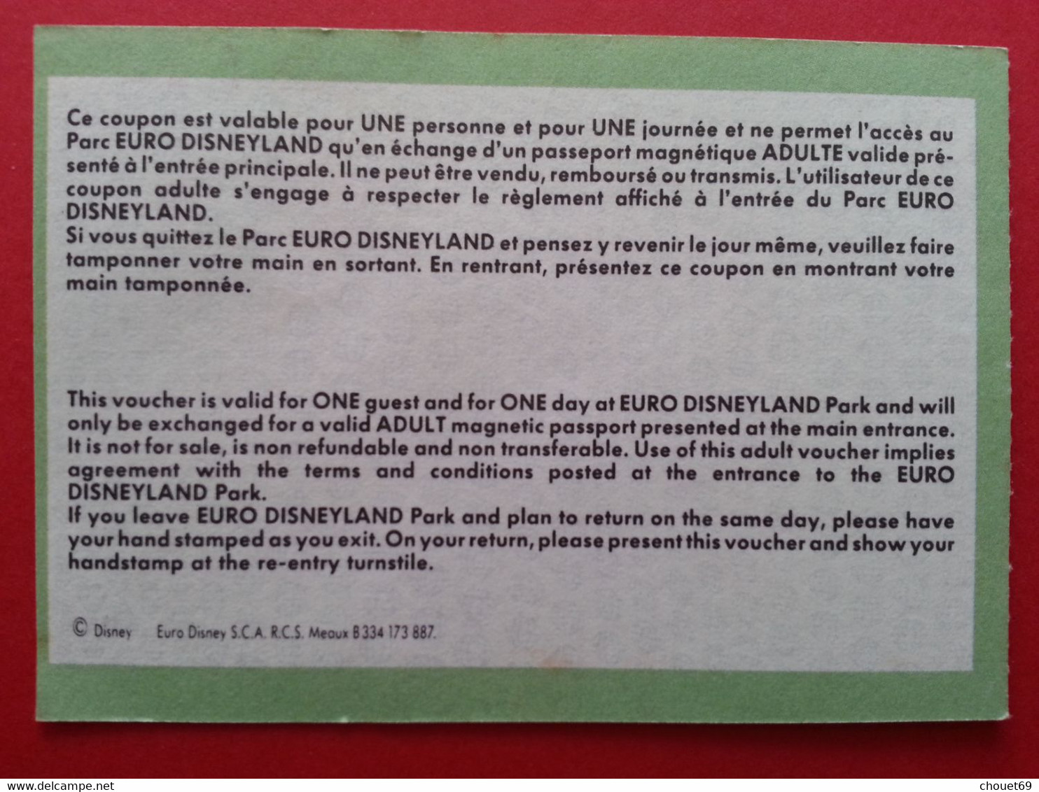 Disneyland Paris Pass PAPIER La Petite Sirène RARE EURO DISNEY (TB0322 - Disney Passports