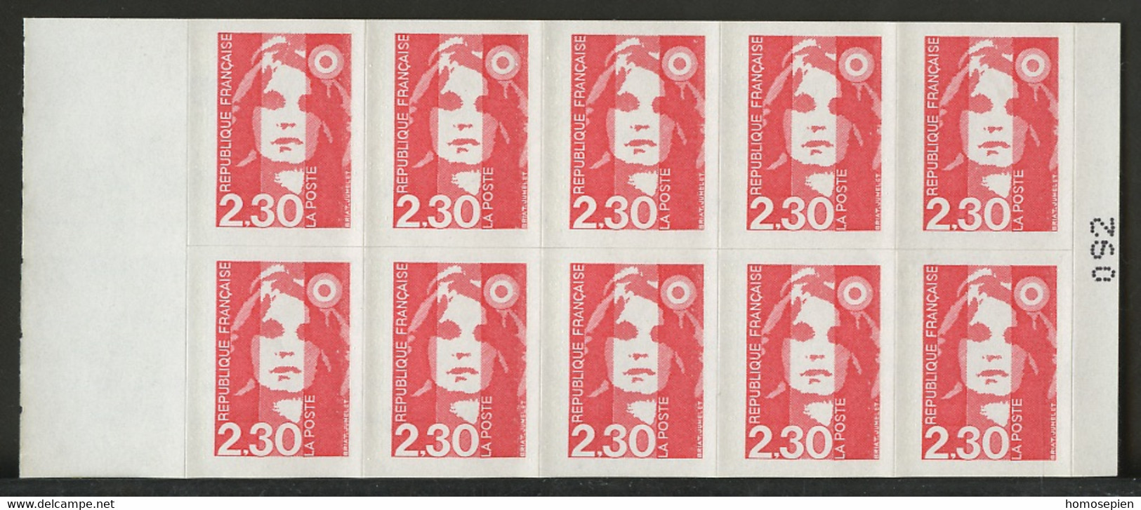 France - Frankreich Carnet 1990 Y&T N°CUCAD2630-C1 - Michel N°MHSK2755D*10 *** - 2,30f Marianne De Briat "réservez" - Moderne : 1959-...