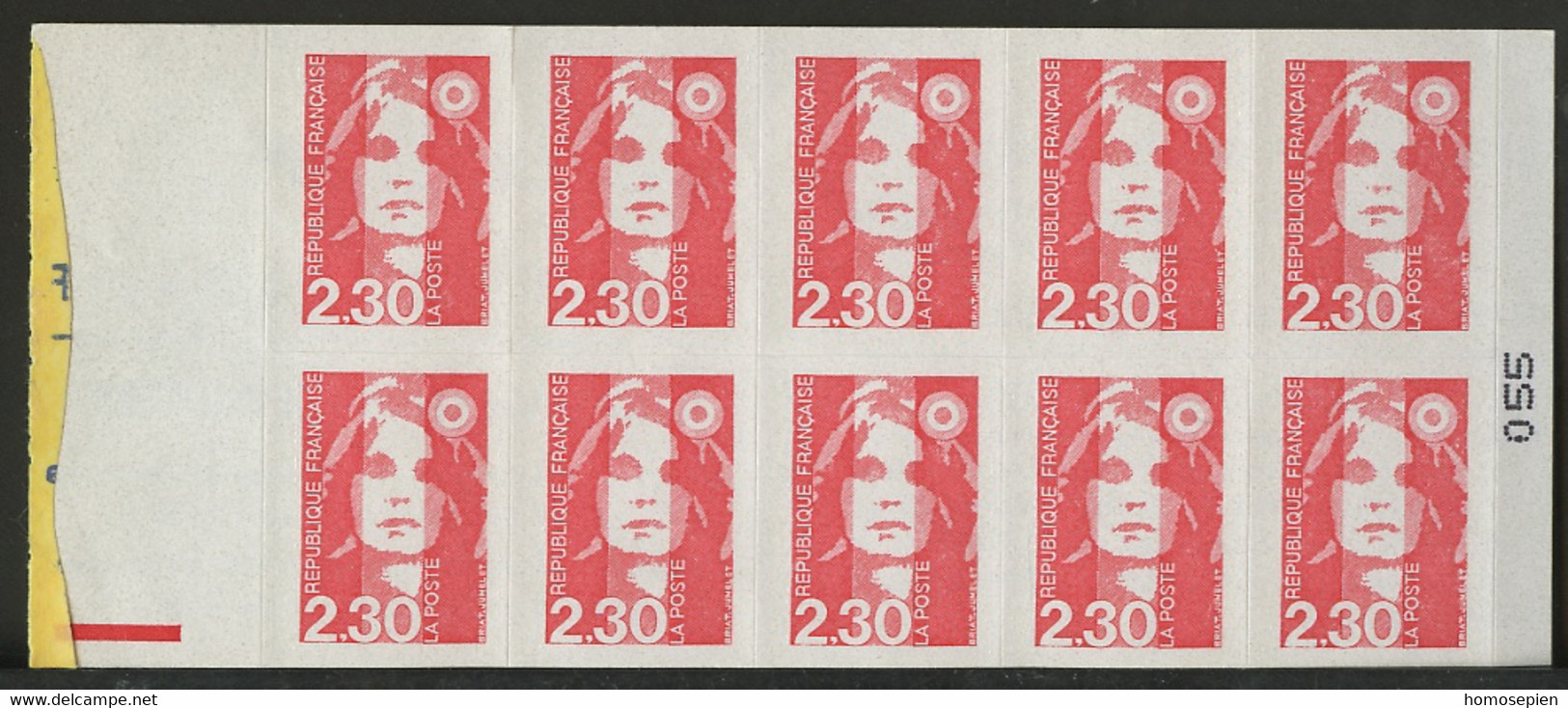 France - Frankreich Carnet 1990 Y&T N°CUCAD2630-C - Michel N°MHSK2755D*10 *** - 2,30f Marianne De Briat "réservez" - Modern : 1959-...