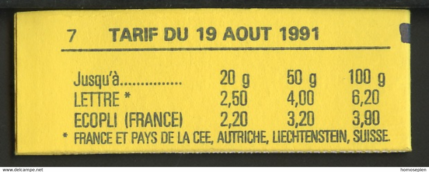 France - Frankreich Carnet 1991 Y&T N°CUC2715-C5A - Michel N°MH2589A*10 *** - 2,50f Marianne De Briat "Albertville 92" - Modern : 1959-…