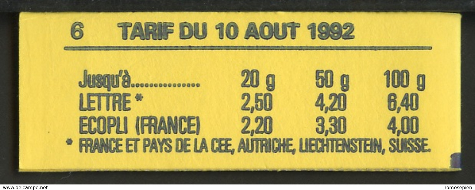 France - Frankreich Carnet 1991 Y&T N°CUC2715-C6 - Michel N°MH2589A*10 *** - 2,50f Marianne De Briat "loisir, Culture" - Moderni : 1959-…