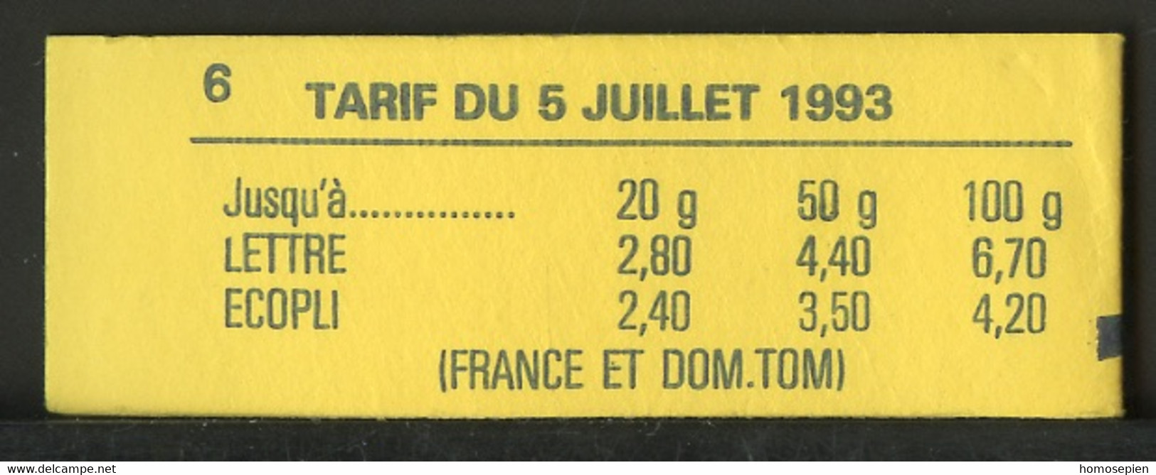 France - Frankreich Carnet 1993 Y&T N°CUC2806-C1 - Michel N°MH2945A*10 *** - (svi) Marianne De Briat Validité Permanente - Moderni : 1959-…