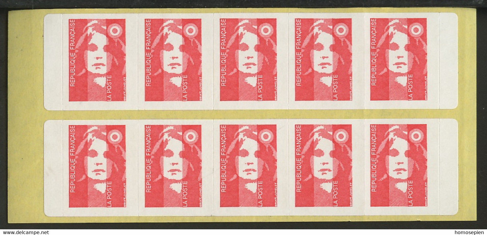 France - Frankreich Carnet 1993 Y&T N°CUCAD2807-C1 - Michel N°MHSK2945D*10 *** - (svi) Marianne De Briat "La Poste" - Modern : 1959-…