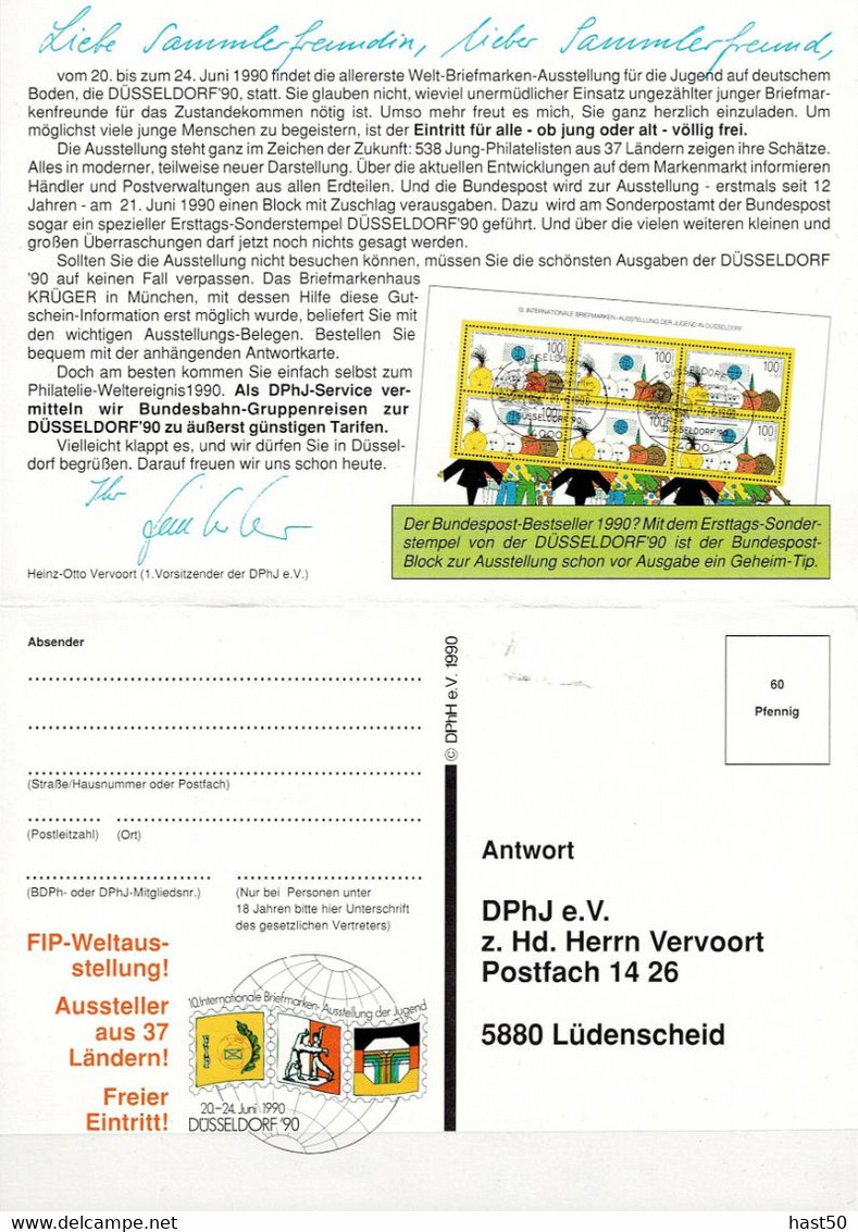 BRD FGR RFA - Privatpostkarte Düsseldorf (MiNr: PK 167 D2/001) 1990 - Gebraucht - Privatpostkarten - Gebraucht