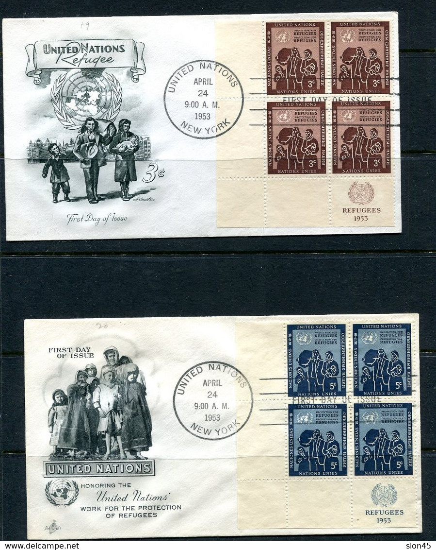 USA 1953 UN 8 FDC Covers Stamps In Blocks Of 4  12663 - Briefe U. Dokumente