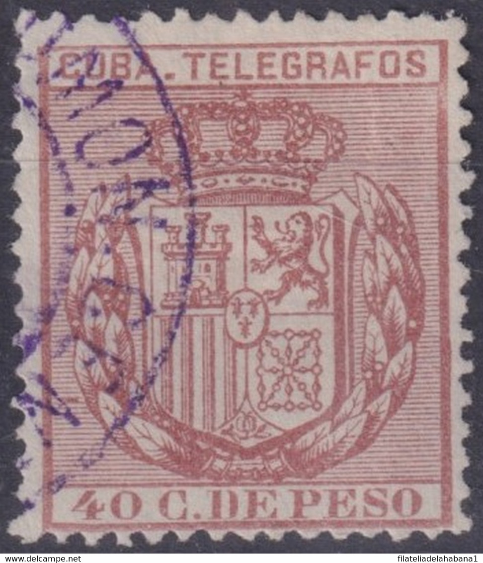 1890-113 CUBA SPAIN ESPAÑA 1890 40c TELEGRAPH TELEGRAFOS USED RARE. - Telegraphenmarken