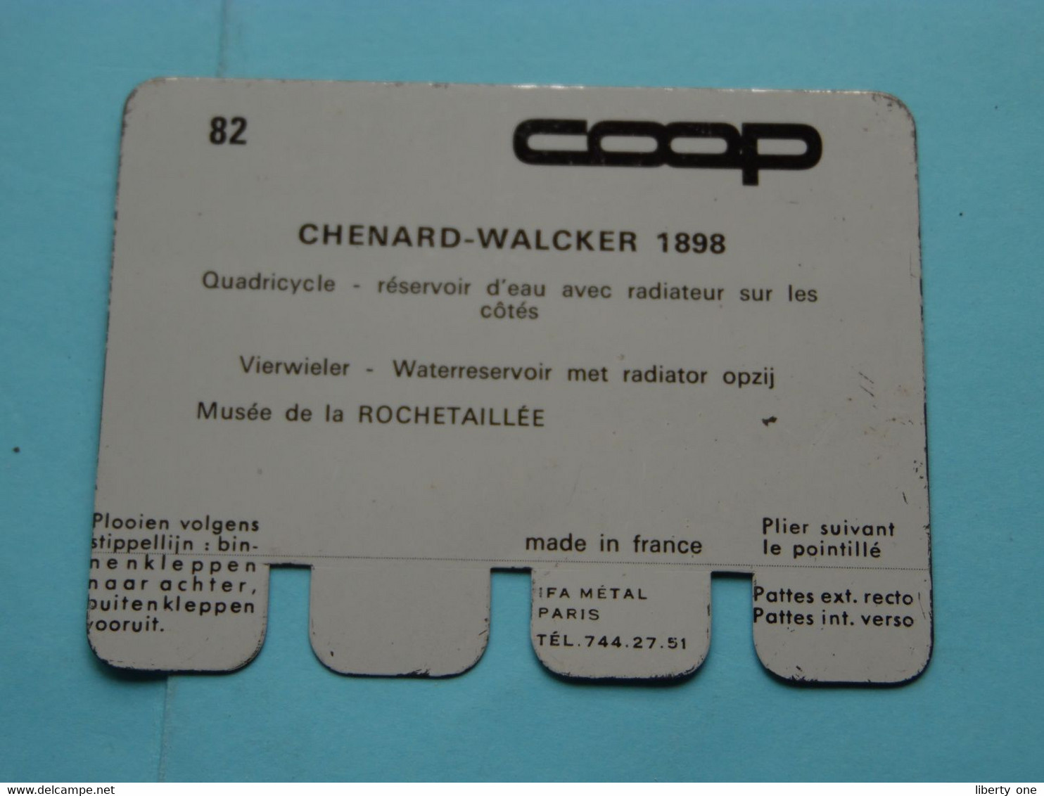 CHENARD-WALCKER 1898 - Coll. N° 82 NL/FR ( Plaquette C O O P - Voir Photo - IFA Metal Paris ) ! - Blechschilder (ab 1960)