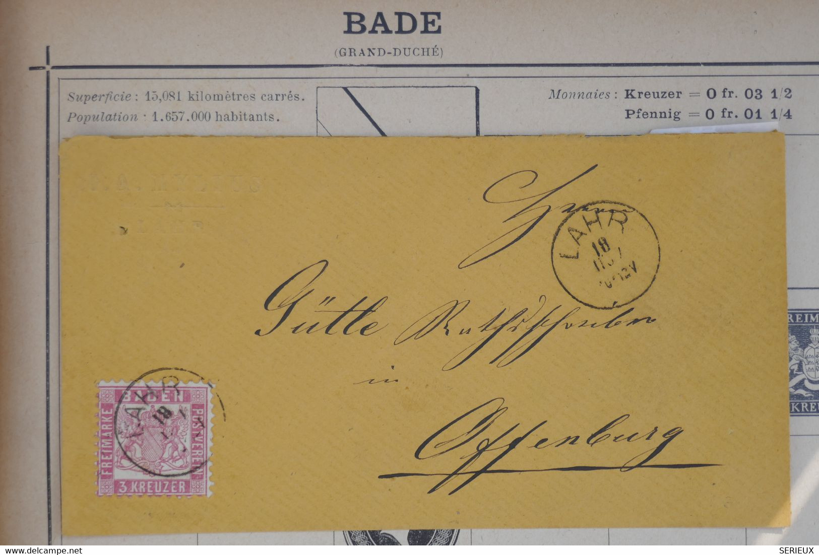 T5 BADEN BELLE LETTRE 1867 PETIT BUREAU LAHR POUR OFFENBURG ++3K   ++ AFFRANCH. PLAISANT - Covers & Documents