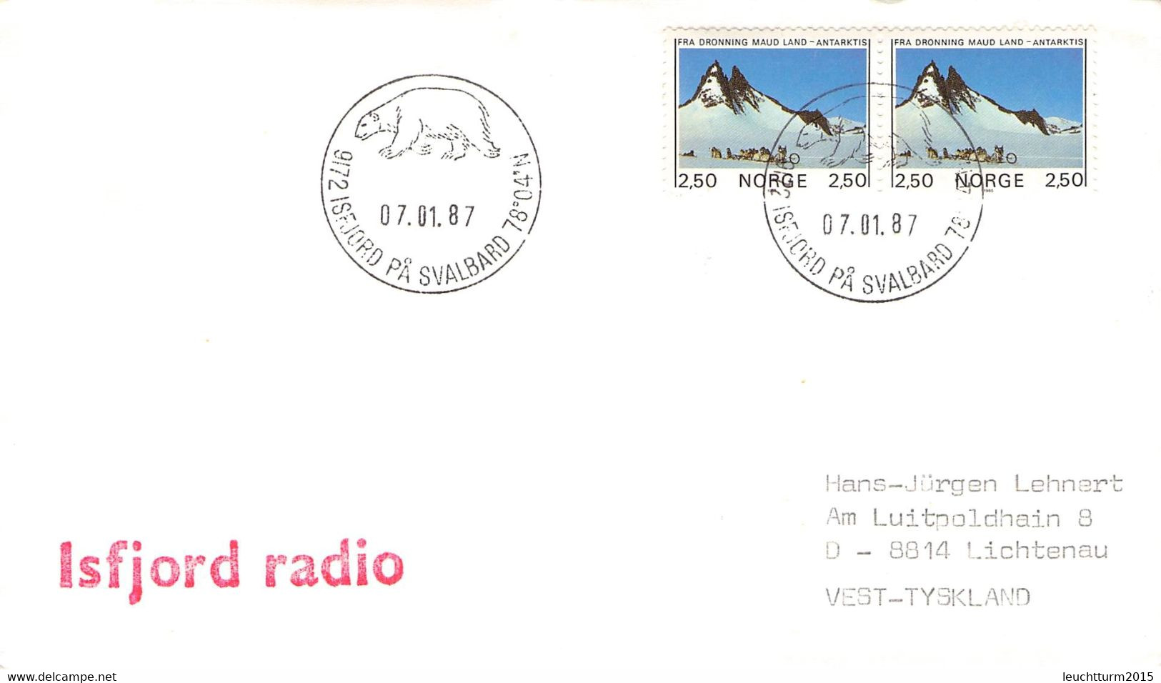 NORWAY - LETTER 1987 ISFJORD RADIO > GERMANY / ZO189 - Storia Postale