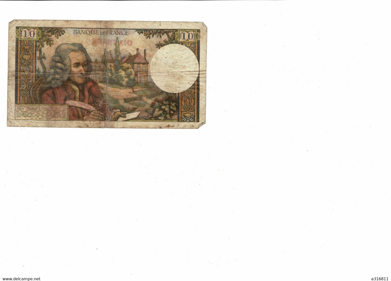 BILLET DE 10 FRANCS Voltaire - 10 F 1963-1973 ''Voltaire''