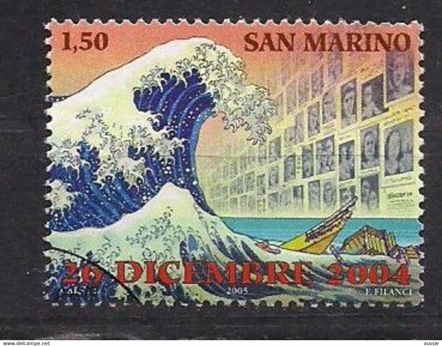 San Marino Saint-Marin 2005 Yvertn° 1975 (°) Oblitéré Used Cote  4 €   Tsunami Japon - Oblitérés