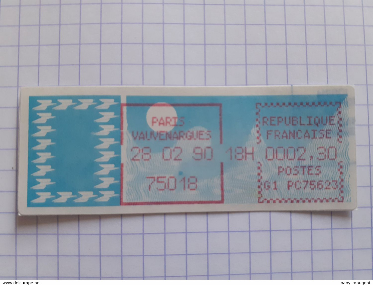 Paris Vauvenargues 75018 - 28-02-90 - G1 PC75623 Tarif 2.30 - 1985 « Carrier » Paper