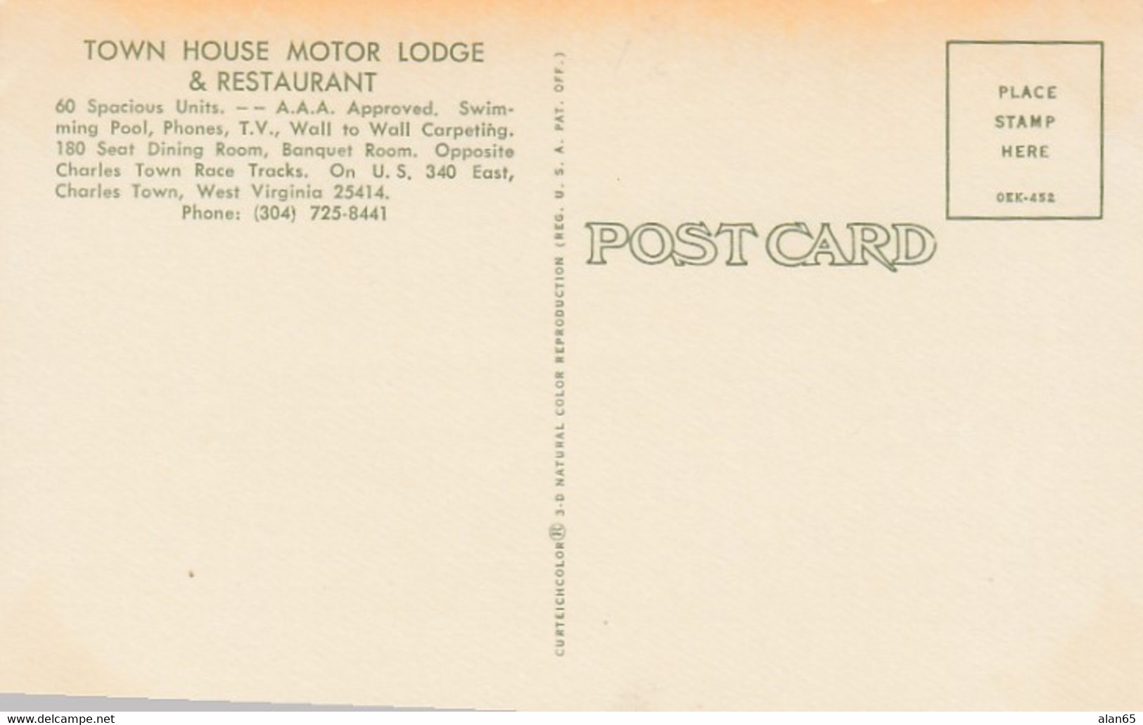 Charlestown West Virginia, Town House Motor Lodge & Restaurant C1960s Vintage Postcard - Charleston