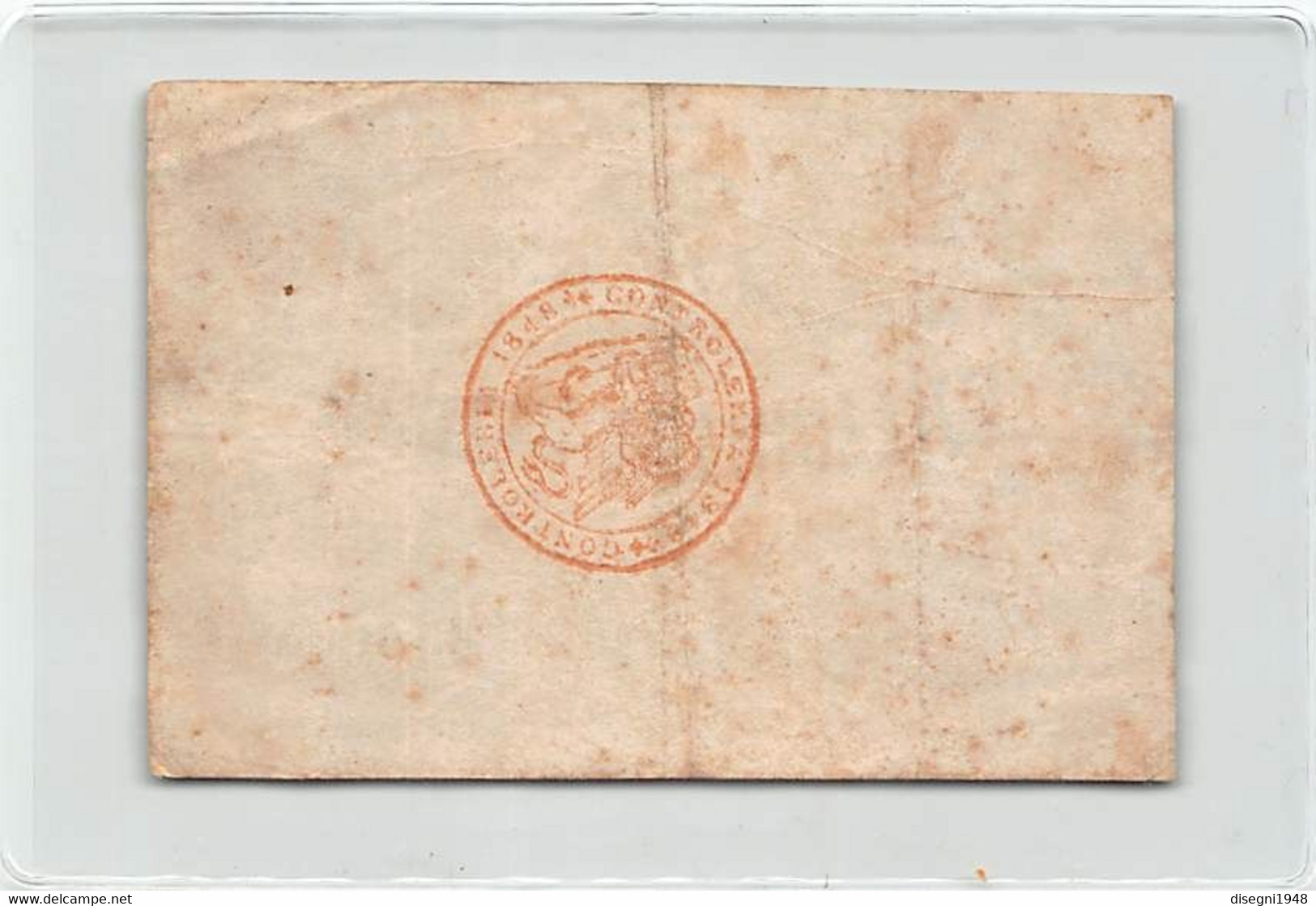 011318 "L.RE CINQUE CORRENTI . MONETA PATRIOTTICA - 1848" BANCONOTA PROVVISORIA DATATA VENEZIA 1848,ORIG - [ 4] Provisional Issues