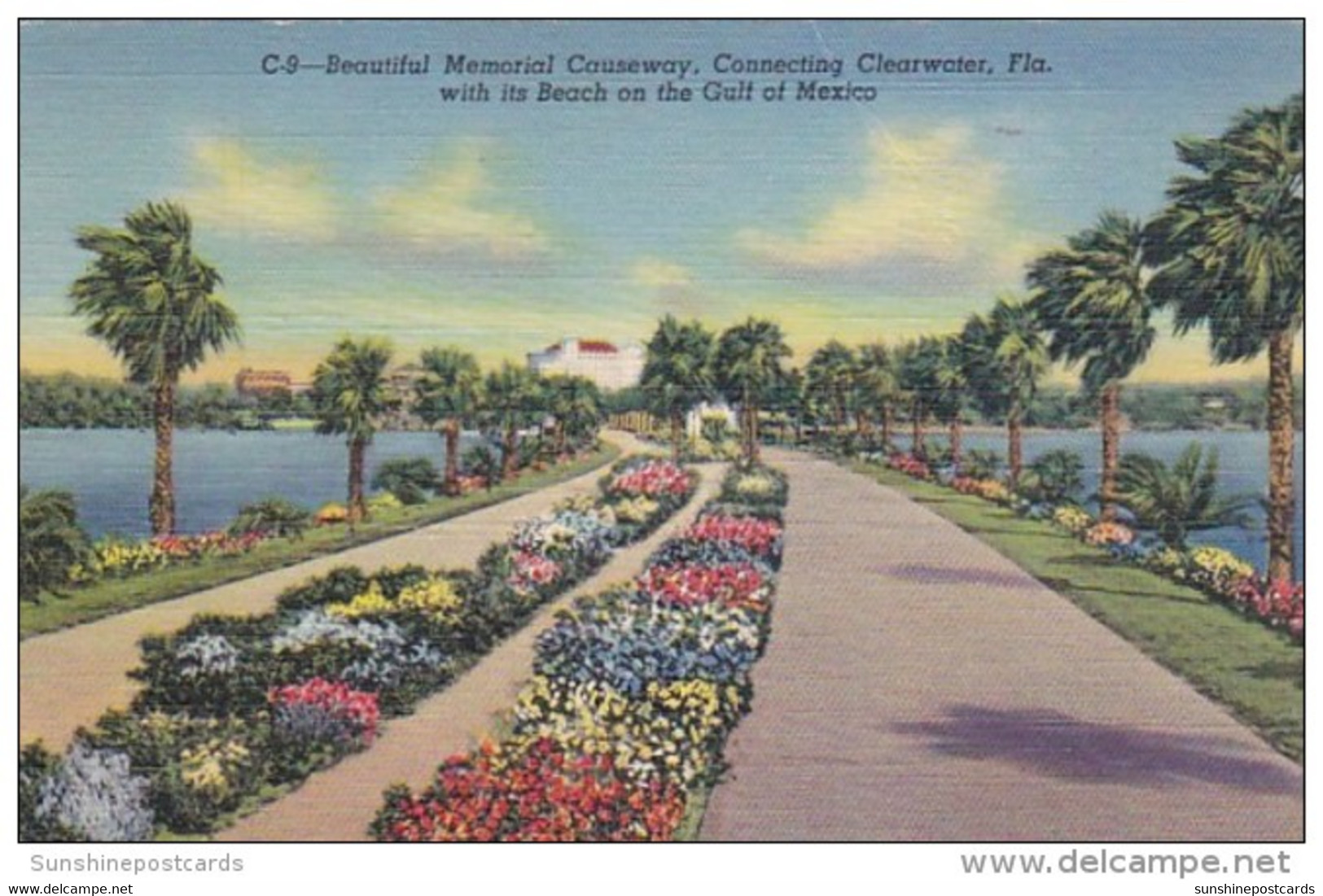 Florida Clearwater Memorial Causeway 1939 Curteich - Clearwater