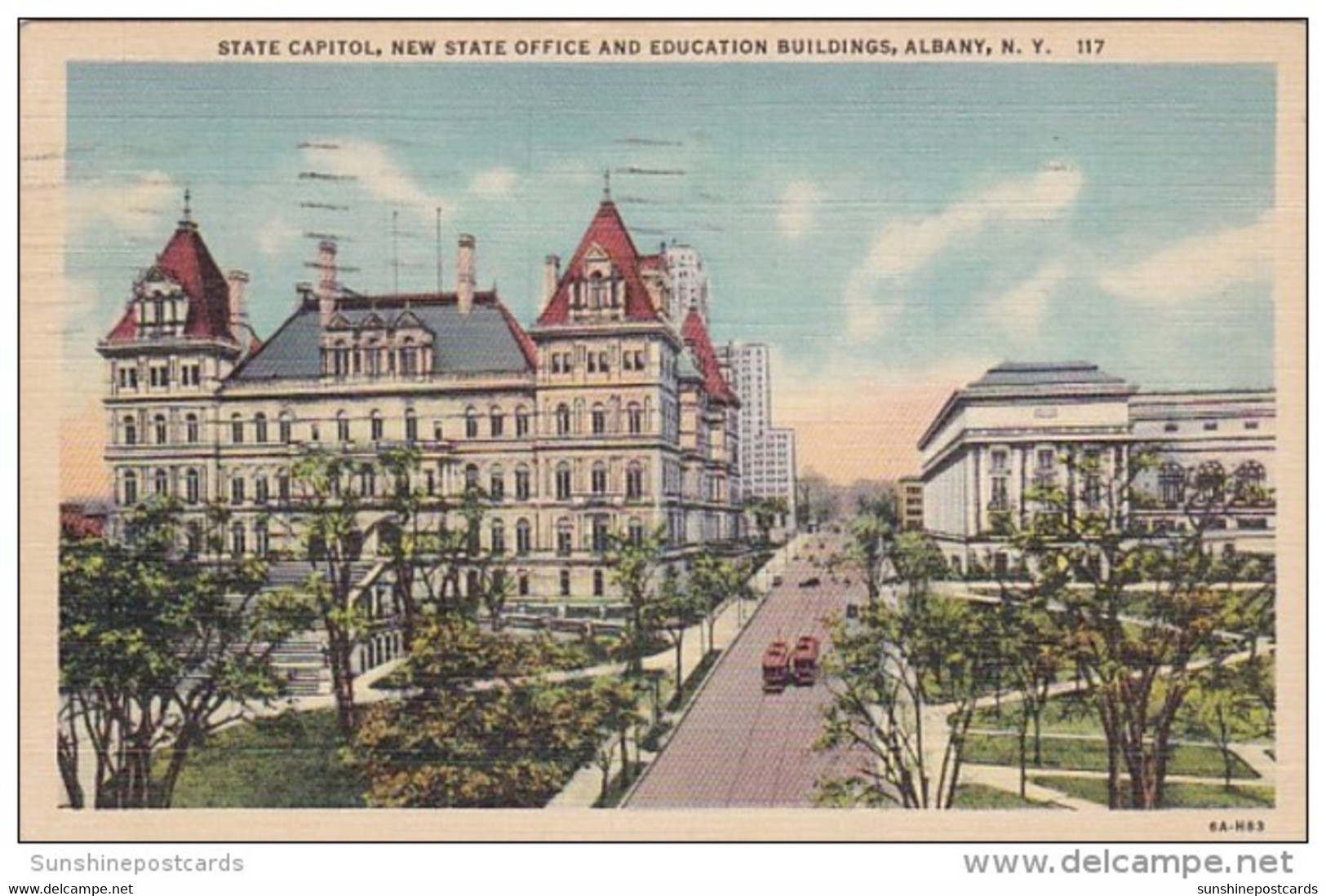 New York Albany State Capitol Building &amp; New State &amp; Educations Buildings 1938 Curteich - Albany