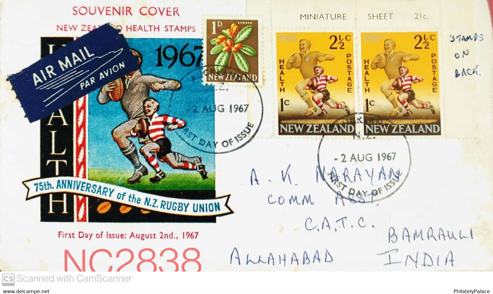 New Zealand 1967 Rugby Union , Sport, FDC First Day Cover (**) - Brieven En Documenten