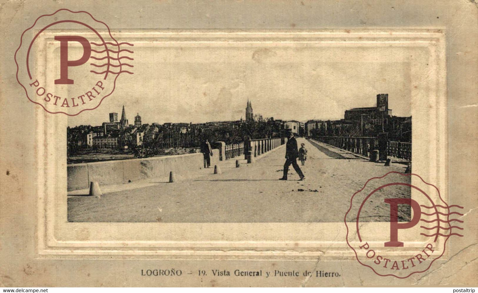 LA RIOJA. LOGROÑO. VISTA GENERAL Y PUENTE DE HIERRO. (algo Deteriorada Vea Scan) - La Rioja (Logrono)