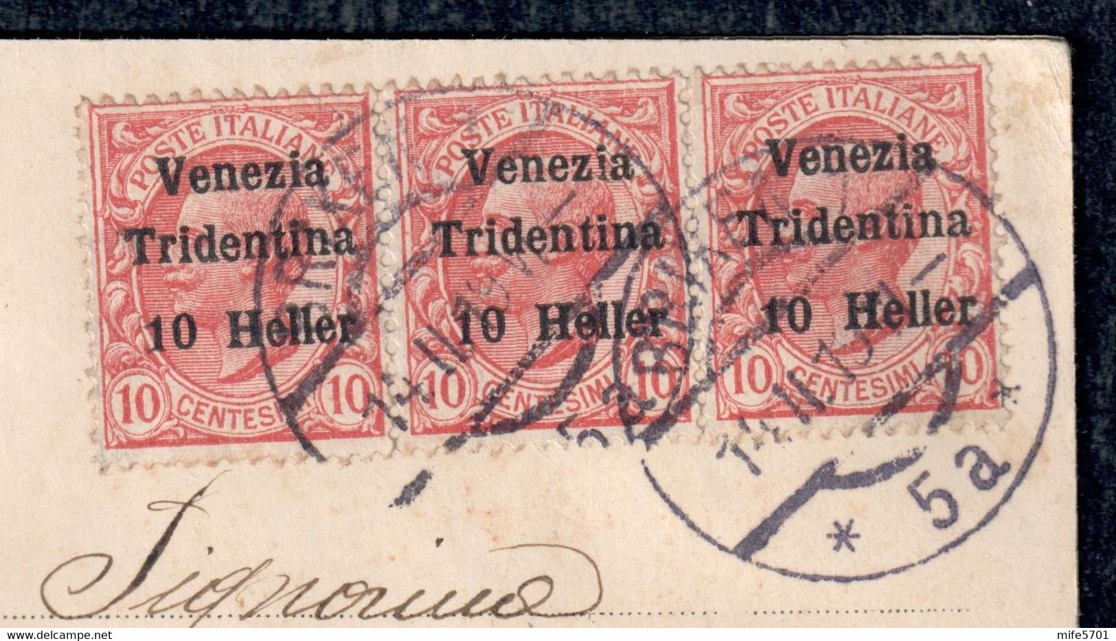 TERRE REDENTE 1918 TRENTINO ALTO ADIGE MICHETTI SOPR. 'VENEZIA TRIDENTINA' H. 10 SU C. 10 - BRIXEN - SASSONE 29 - Trentin