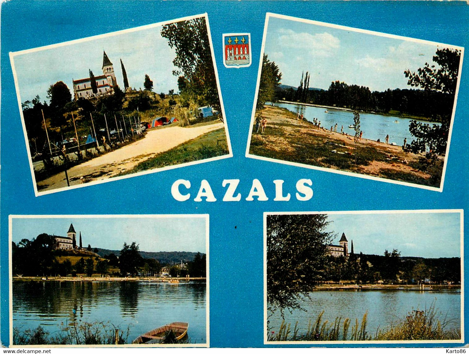 Cazals * Souvenir Du Village * Cpa 4 Vues * Le Plan D'eau Et Le Camping - Cazals