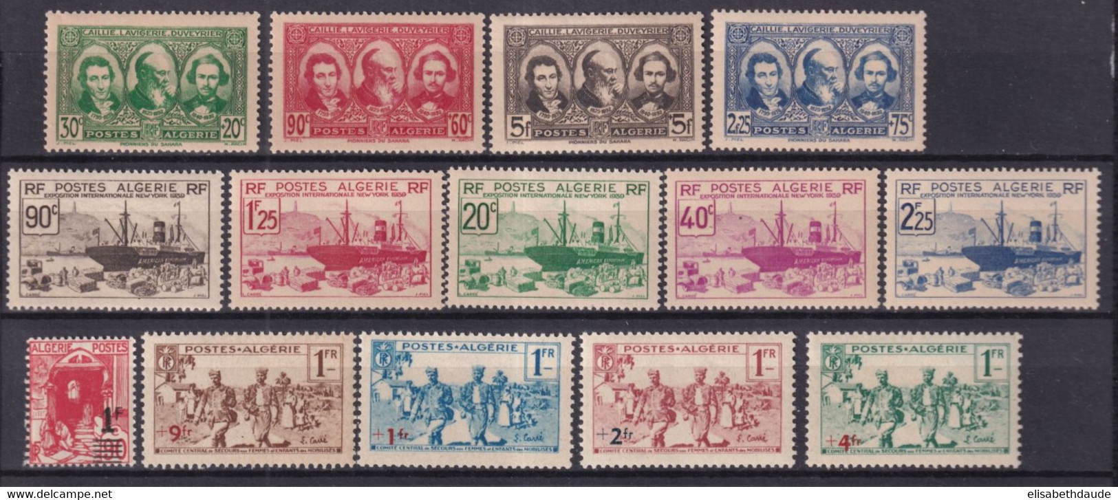 ALGERIE - ANNEE 1939 COMPLETE - YVERT N°149/162 SAUF 158A * MLH - COTE 2022 = 94.5 EUR. - Años Completos