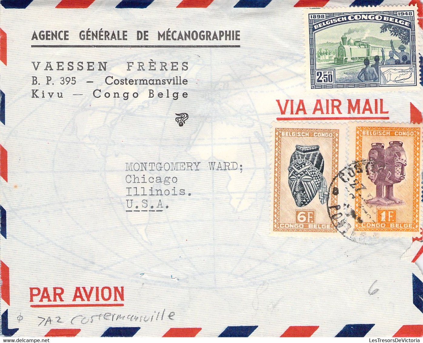 Congo Belge COB 285/291/296 Sur Lettre  - Oblitération à Costermansville à Destination Des USA Montgomery - Par Avion - Storia Postale