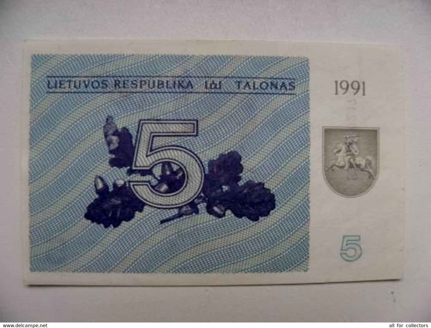 Sale! UNC Banknote Lithuania P-34a 1991 5 Talonas Animals Bird Oiseau - Lituanie