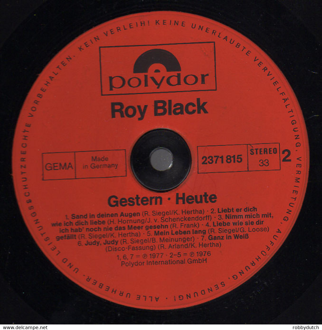 * LP * ROY BLACK - GESTERN HEUTE (Germany 1977 EX!!!) - Sonstige - Deutsche Musik