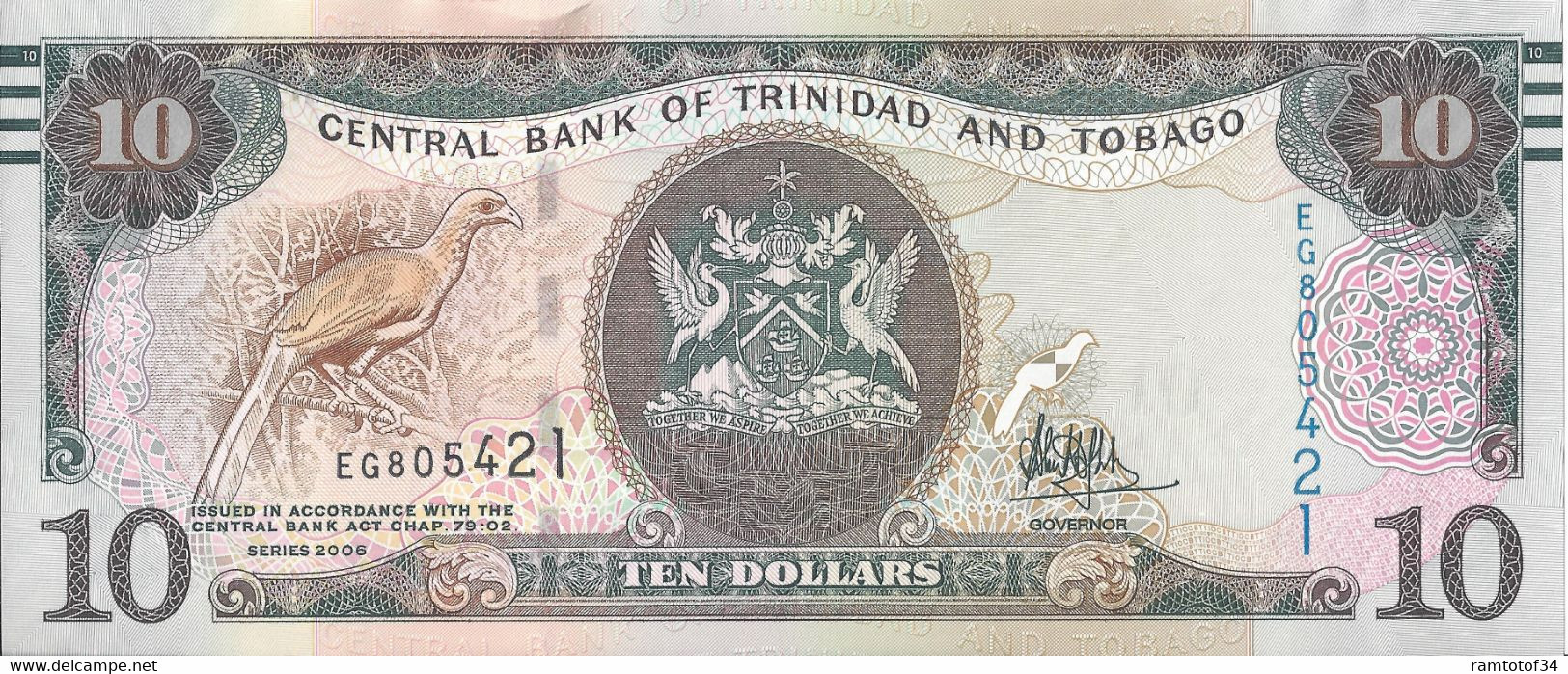 TRINITE ET TOBAGO - 10 Dollars (série 2006) - 2017 UNC - Trinidad Y Tobago