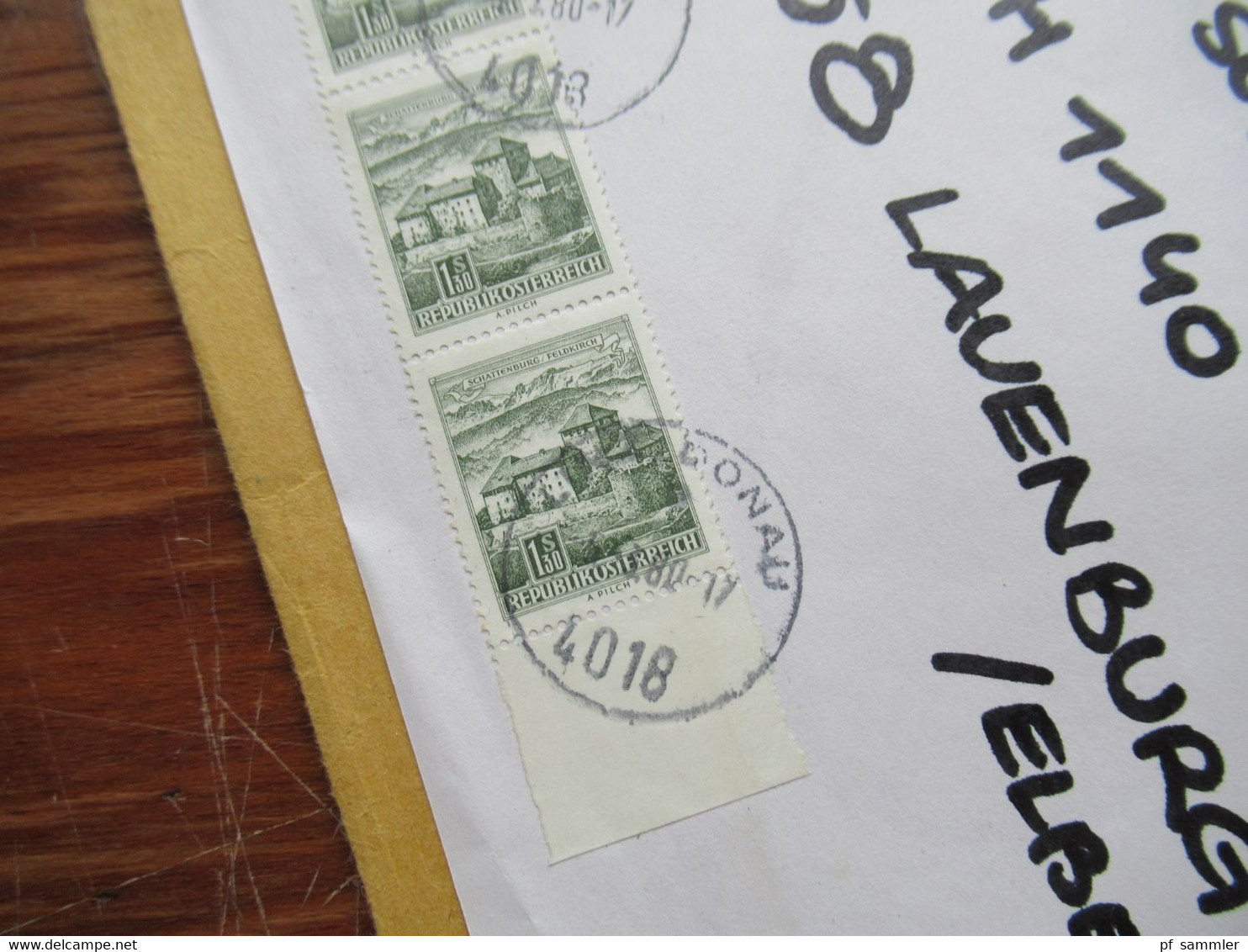 Österreich 1975 Freimarken in Einheiten auf großem Umschlag! Postgebühr bar bezahlt und AFS Pelikan it Wien
