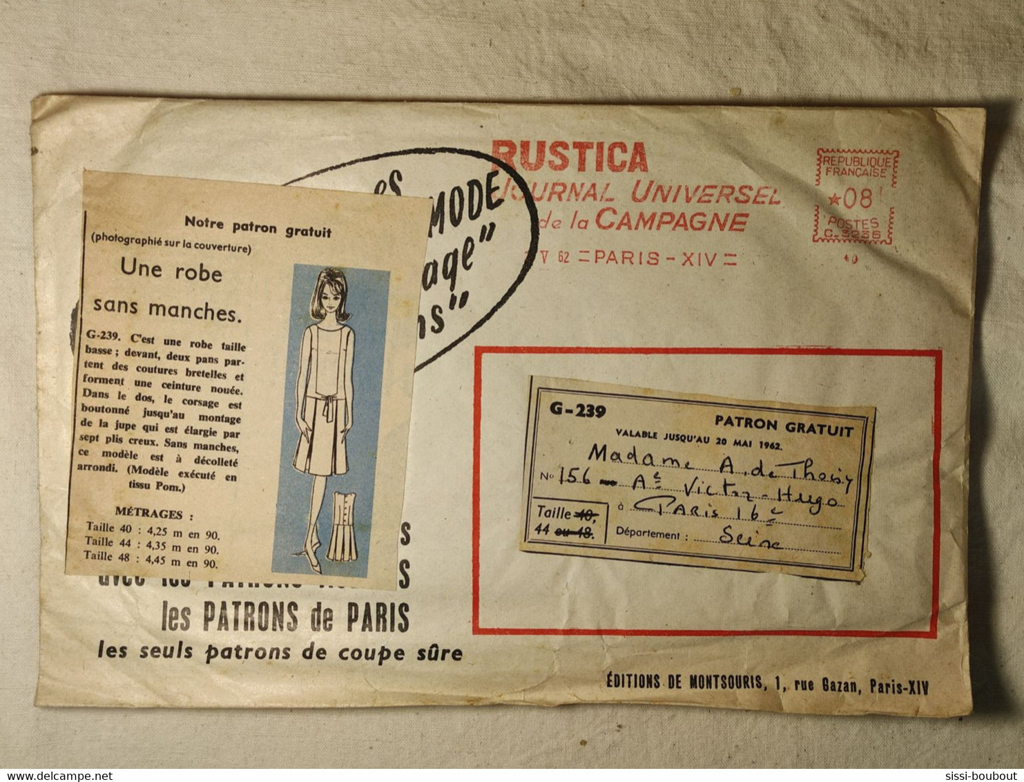 Ancien Patron De La Revue "L'ECHO DE LA MODE" De 1962 - Taille 44 - N°G239 - Une Robe Sans Manche - Schnittmuster