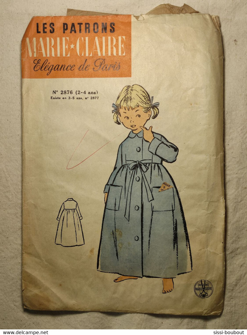 Ancien Patron De La Revue "MARIE CLAIRE" Des Années 60 - Taille 2 à 4 Ans - N°2876 - Une Robe De Chambre - Patterns